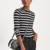 Schwarz / Weiß Damen Ralph Lauren Gestreifte Tops mit Knopfleiste