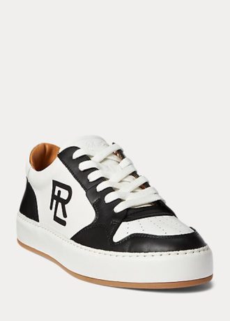 Schwarz / Weiß Damen Ralph Lauren Jinett Color-Blocked Low-Top Sneakers