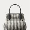 Schwarz/Weiß Hahnentrittmuster Damen Ralph Lauren Houndstooth Medium Bellport Tote Bags