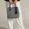 Schwarz/Weiß Hahnentrittmuster Damen Ralph Lauren Houndstooth Medium Bellport Tote Bags