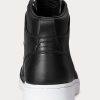 Schwarz / Weiß Herren Ralph Lauren Court Leder High-Top Sneakers