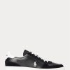 Schwarz / Weiß Herren Ralph Lauren Court Leder-Wildleder Sneakers