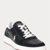 Schwarz / Weiß Herren Ralph Lauren Court Leder-Wildleder Sneakers