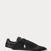 Schwarz / Weiß Herren Ralph Lauren Heritage Court II Leder Sneakers