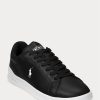 Schwarz / Weiß Herren Ralph Lauren Heritage Court II Leder Sneakers