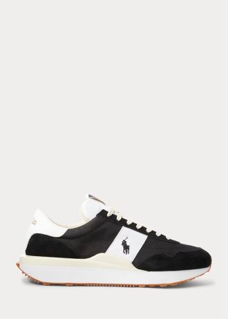 Schwarz / Weiß Herren Ralph Lauren Train 89 Wildleder & Oxford Sneakers