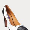 Schwarz / Weiß Ralph Lauren Ainsley Color-Blocked Kalbsleder Heels für Damen