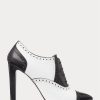Schwarz / Weiß Ralph Lauren Cerri Kalbslederstiefel im Color-Blocking-Stil für Damen