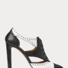 Schwarz / Weiß Ralph Lauren Lindley Kalbslederstiefel im Color-Blocking-Stil für Damen