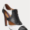Schwarz / Weiß Ralph Lauren Lindley Kalbslederstiefel im Color-Blocking-Stil für Damen