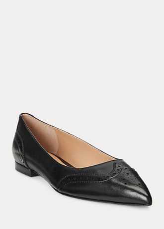 Schwarze Ballerinas aus brüniertem Leder von Ralph Lauren für Damen