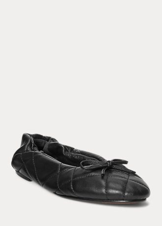 Schwarze Ballerinas aus gestepptem Lammleder von Ralph Lauren für Damen