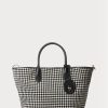 Schwarze Damen-Handtasche „Houndstooth“ von Ralph Lauren mit mittlerem Bellport-Muster