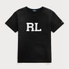 Schwarze Damen Ralph Lauren Rl Logo Jersey T Shirts
