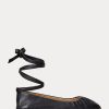 Schwarze flache Schnürschuhe Cecilia aus Nappaleder für Damen von Ralph Lauren