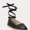 Schwarze flache Schnürschuhe Cecilia aus Nappaleder für Damen von Ralph Lauren