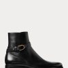 Schwarze Herrenstiefel „Welington“ von Ralph Lauren aus brüniertem Kalbsleder