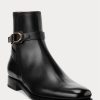 Schwarze Herrenstiefel „Welington“ von Ralph Lauren aus brüniertem Kalbsleder
