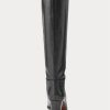 Schwarze hohe Kalbslederstiefel von Ralph Lauren für Damen