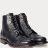 Schwarze Lederstiefel von Ralph Lauren für Herren