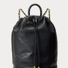 Schwarze mittelgroße Izzie-Rucksäcke aus Nappaleder für Damen von Ralph Lauren