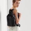 Schwarze mittelgroße Izzie-Rucksäcke aus Nappaleder für Damen von Ralph Lauren