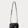 Schwarze mittelgroße Schultertaschen aus Nappaleder für Damen von Ralph Lauren