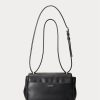 Schwarze mittelgroße Schultertaschen aus Nappaleder für Damen von Ralph Lauren