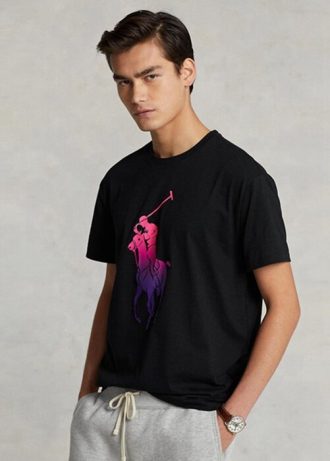 Schwarze Poloshirts für Herren von Ralph Lauren mit klassischer Passform und großem Pony-Jersey
