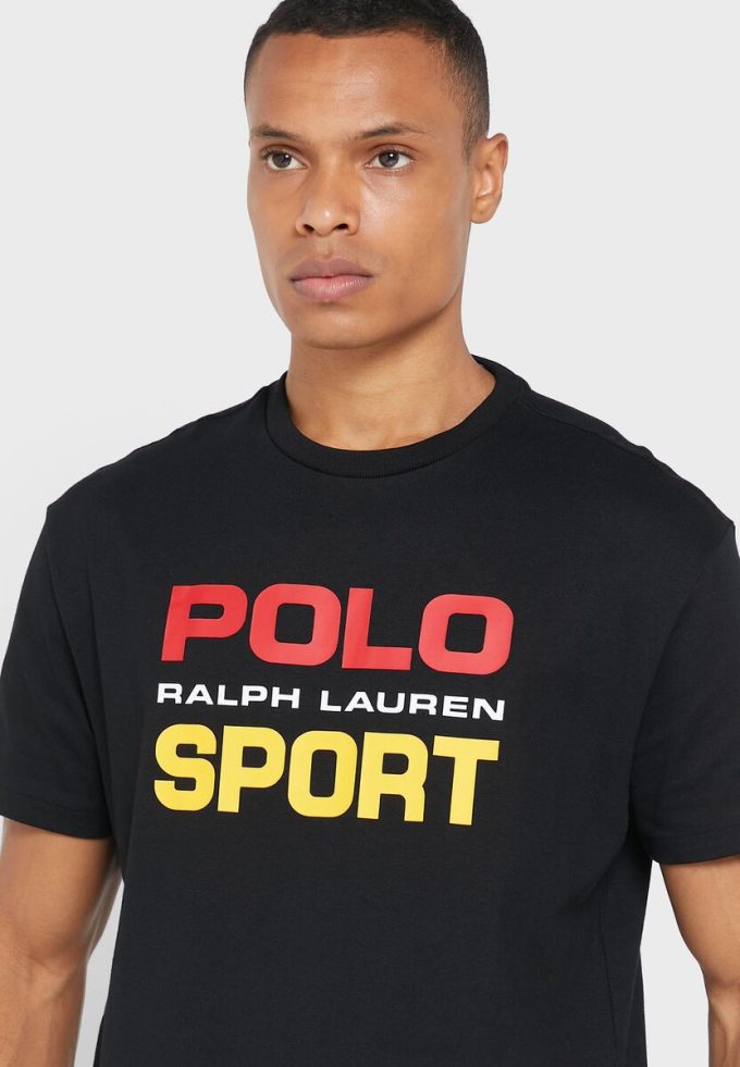 Schwarze Poloshirts mit Rundhalsausschnitt für Herren von Ralph Lauren