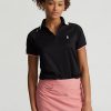 Schwarze Poloshirts mit Viertelreißverschluss im Tailored Fit von Ralph Lauren für Damen