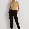Schwarze Ponte-Cargohose mit Gürtel von Ralph Lauren für Damen