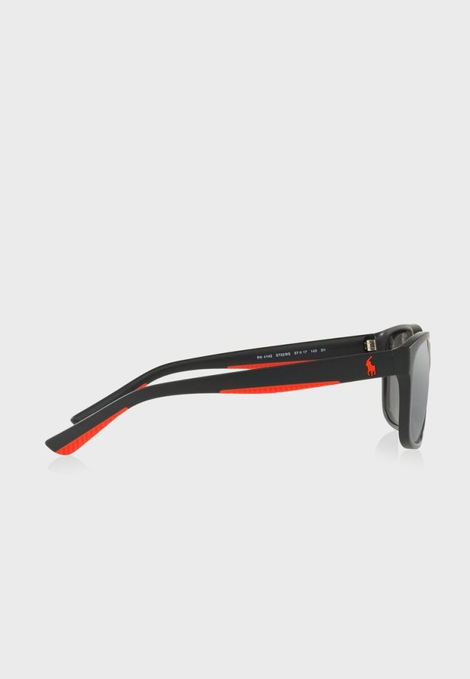 Schwarze quadratische Sonnenbrille Ralph Lauren 57326G für Herren