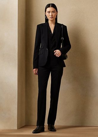 Schwarze Ralph Lauren Alandra Stretch-Wollhose für Damen