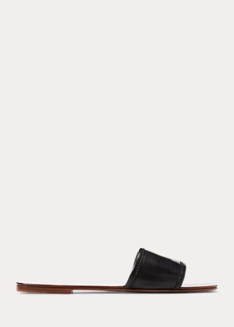 Schwarze Ralph Lauren Andela Sandalen aus brüniertem Kalbsleder für Damen