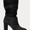 Schwarze Ralph Lauren Artizan Wildlederstiefel für Damen