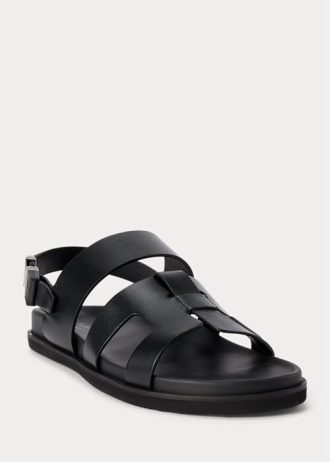 Schwarze Ralph Lauren Biorn Kalbsledersandalen für Herren