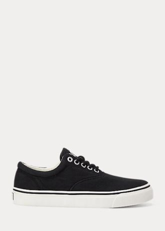 Schwarze Ralph Lauren Bryn Canvas-Sneakers für Damen