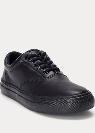 Schwarze Ralph Lauren Bryn Leder-Sneakers für Damen
