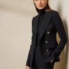 Schwarze Ralph Lauren Camden-Jacken aus Wollmischung für Damen