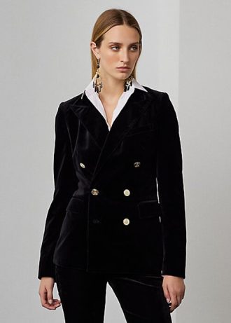 Schwarze Ralph Lauren Camden Samtjacken für Damen