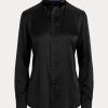Schwarze Ralph Lauren Cameron Stretch-Hemden aus Maulbeerseide für Damen