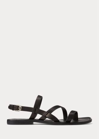 Schwarze Ralph Lauren Carlion Kalbsledersandalen für Herren
