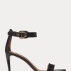 Schwarze Ralph Lauren Channing Welington Burnished Sandalen für Damen