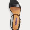 Schwarze Ralph Lauren Channing Welington Burnished Sandalen für Damen