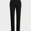 Schwarze Ralph Lauren Clancy Lange Wollgabardinehose für Damen