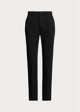 Schwarze Ralph Lauren Clancy Lange Wollgabardinehose für Damen