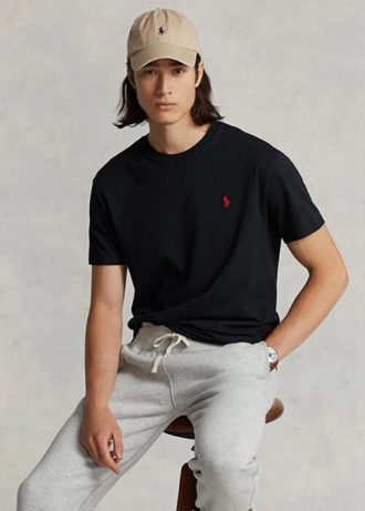Schwarze Ralph Lauren Classic Fit Jersey-T-Shirts mit Rundhalsausschnitt für Herren
