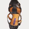 Schwarze Ralph Lauren Dakota Sandalen aus brüniertem Kalbsleder für Damen Schwarze Ralph Lauren Dakota Sandalen aus brüniertem Kalbsleder für Damen