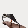 Schwarze Ralph Lauren Delancie Welington Kalbsledersandalen für Damen